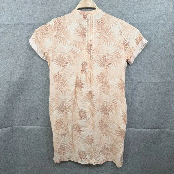 Faherty Gemina Linen Peach‎ Palms Linen Pintuck Sundress Medium Relaxed Pockets - Picture 3 of 11